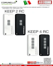 TRANSMISORES REMOTOS PARA AUTOMATISMO MARCA COMUNELLO MOD.KEEP 2 RC, MOD.KEEP 4 RC